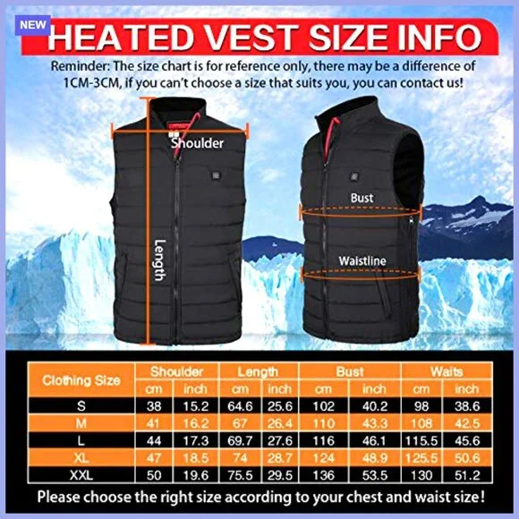 Heated Vest with 9 Heating Zones, Lightweight Electric Vest for Outdoor